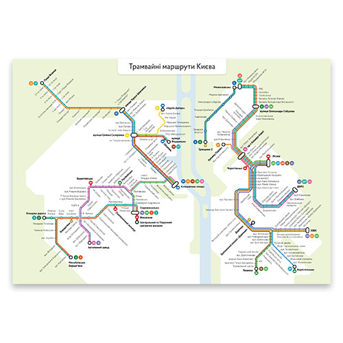 Схема трамвайних маршрутів Києва